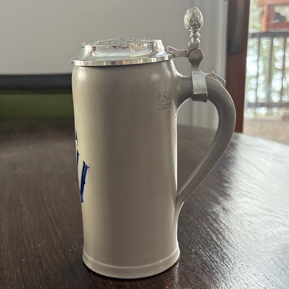 Handmade Authentic German Ceramic Beer Stein with Pewter Embossed Lid - Picture 2 of 12